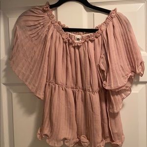 Pink off the shoulder ruffle top